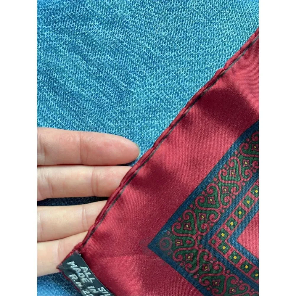 VTG Made in Italy 100% Silk Scarf Equestrian Foulard Bandana Neckerchief 19”